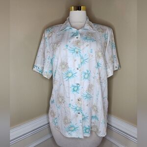 Allison Daley Floral Collared Button-Up Shirt